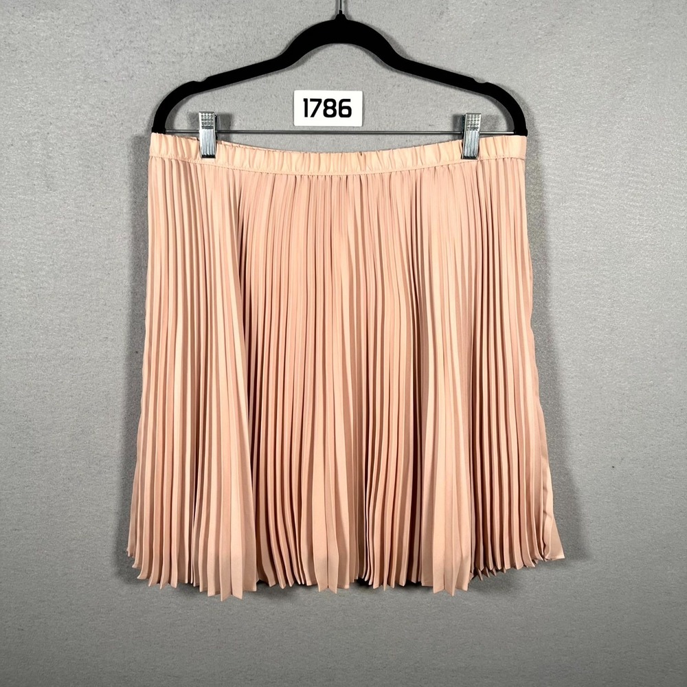 Banana Republic Chiffon‎ Midi Skirt Womens 14 Pink Pleated Elastic Waist Career
